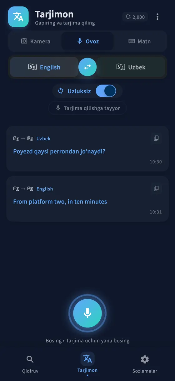 PLTKʼda uzluksiz ovozli tarjima: ikki tomonlama suhbat.
